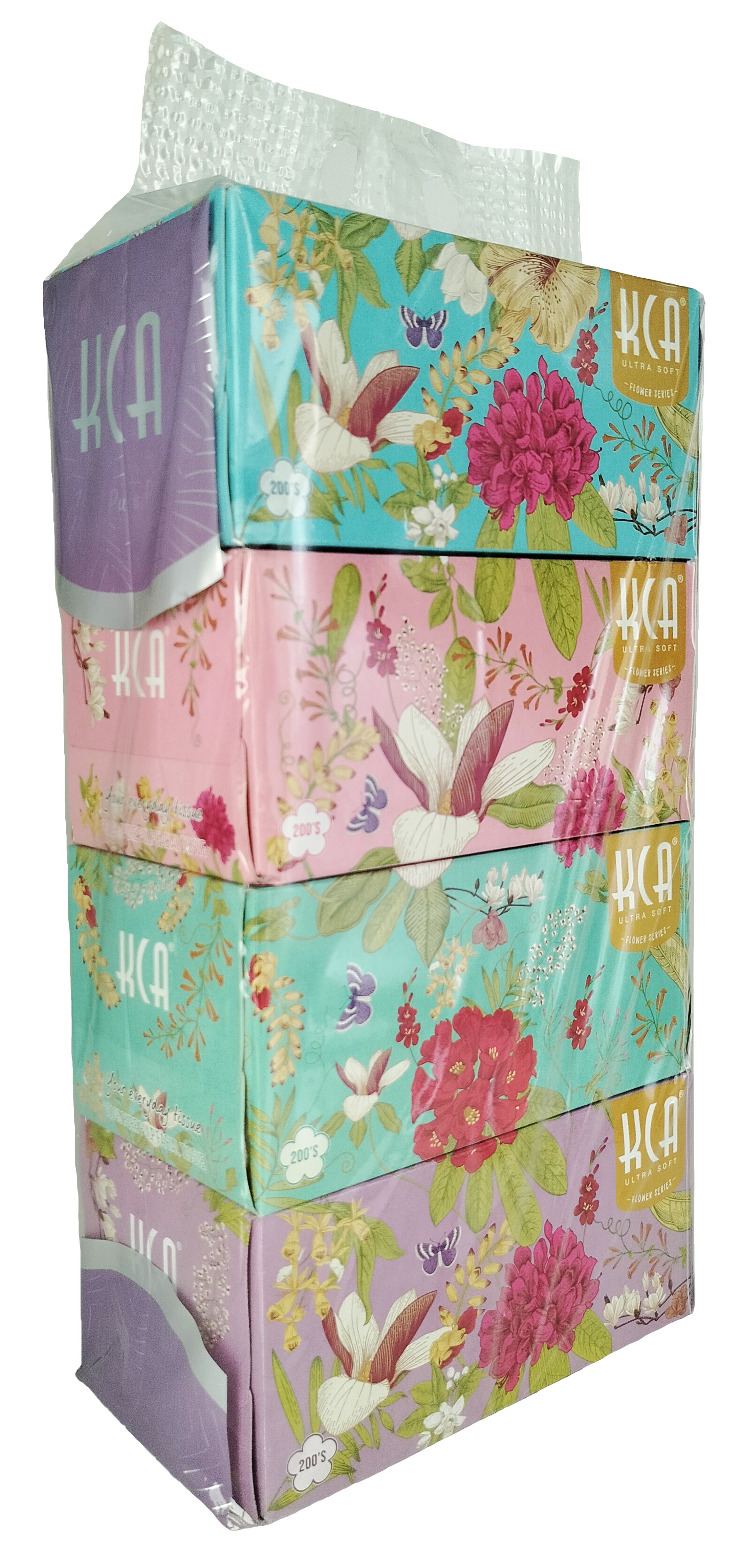 KCA - Flower Box Tissues 4 Boxes x 200 Sheets